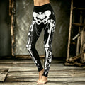 Women's Halloween Gothic Skull With Spiderweb Floral Art Leggings