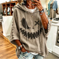 Women's Retro Halloween Spooky Smiley Face Theme Casual Hoodie